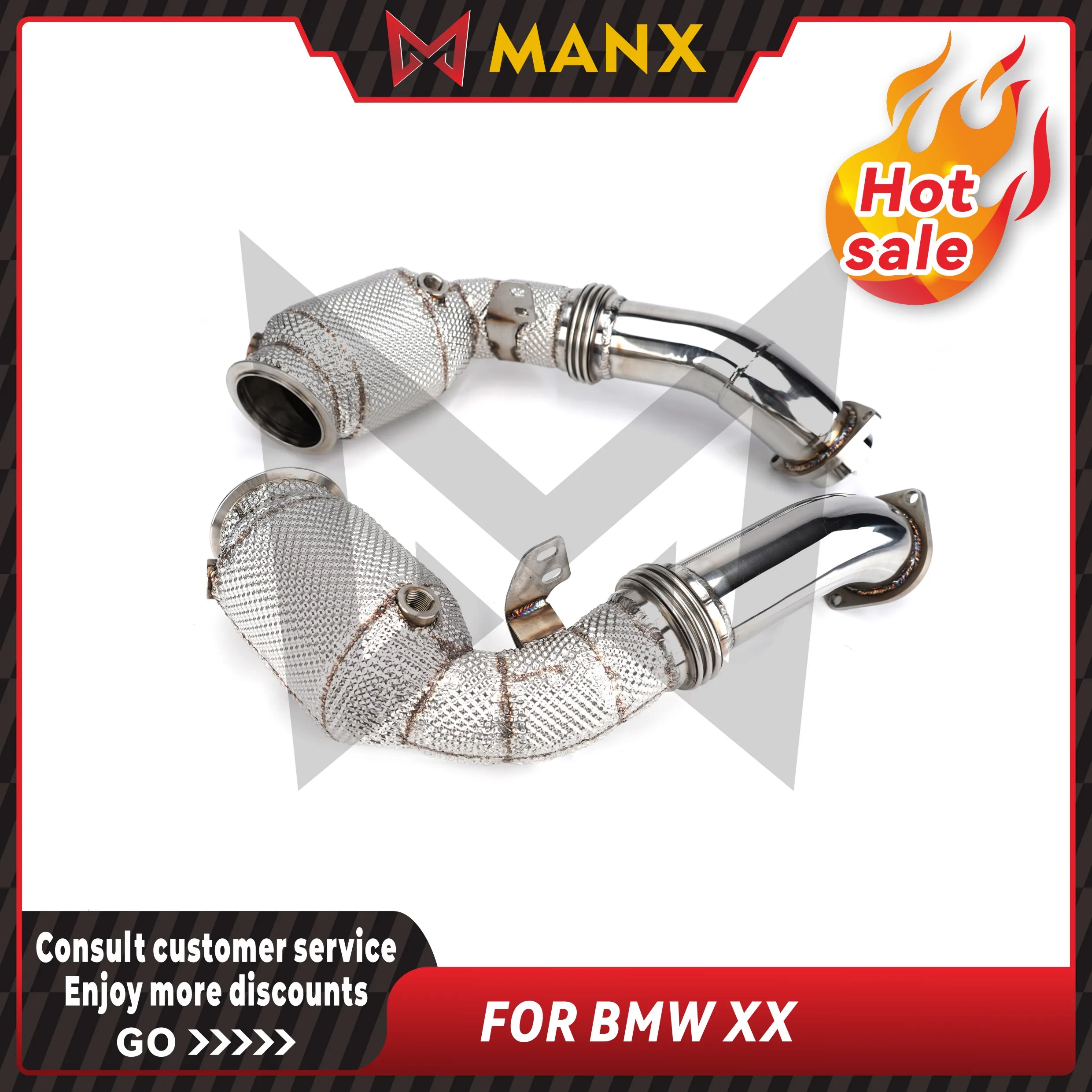 Catalyzed Downpipe Catless Downpipe for BMW x5m e70 Performance Exhaust pipe  with heat shield