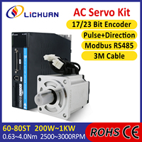 Lichuan 220V 3000RPM IP65 AC Servo Motor Controller Kit 200W400W600W750W1000W AC Servo Motor Drivers Kit for Intelligent Home