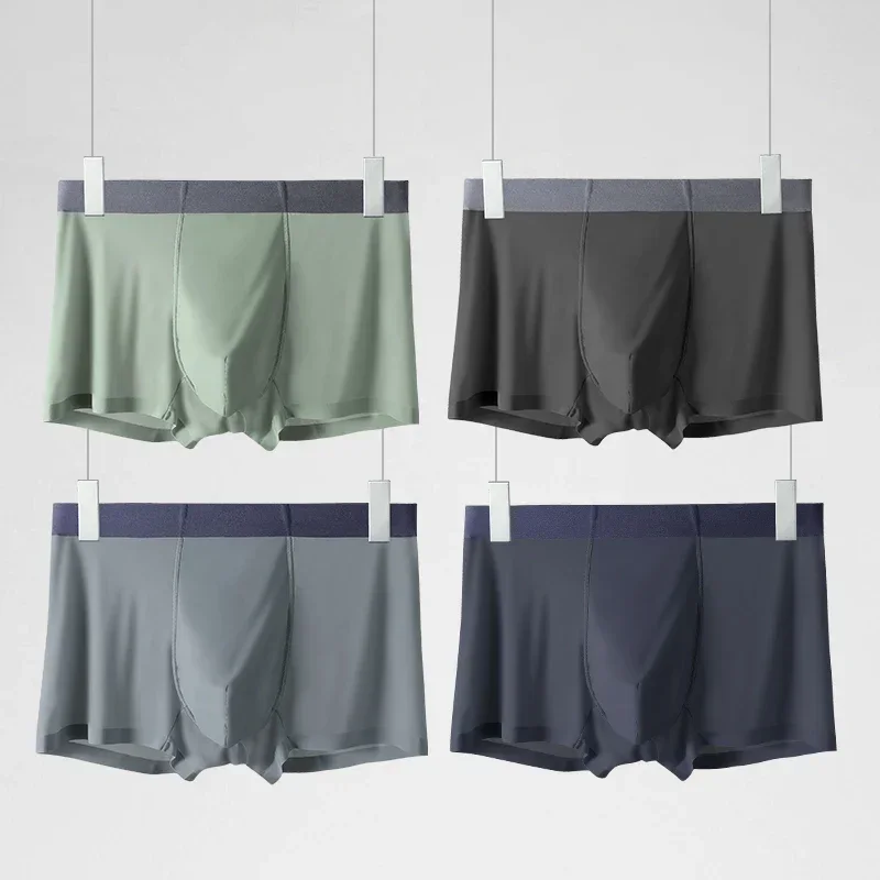 

Мужское нижнее белье из ледяного шелка, 5 шт., мужские бесшовные летние тонкие трусы-боксеры, удобные и дышащие, трусы с плоскими швами.