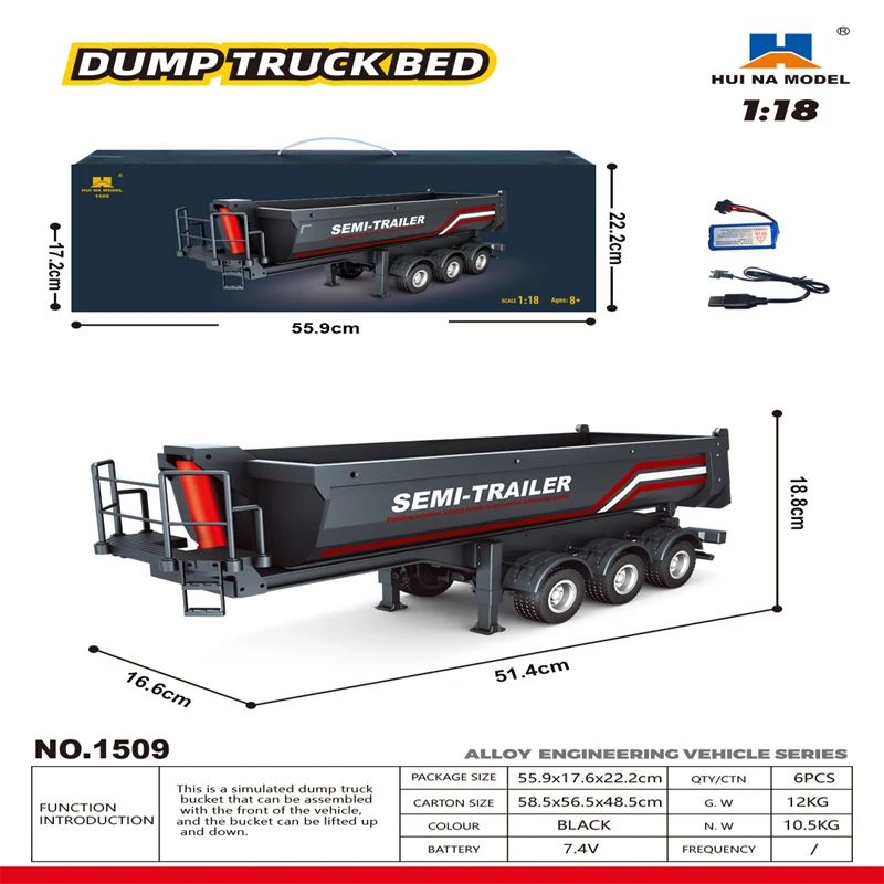 2025 New 1509 Huina Remote Control Truck Model Trailer Alloy Car Toy Full Scale 501D Trailer image 3