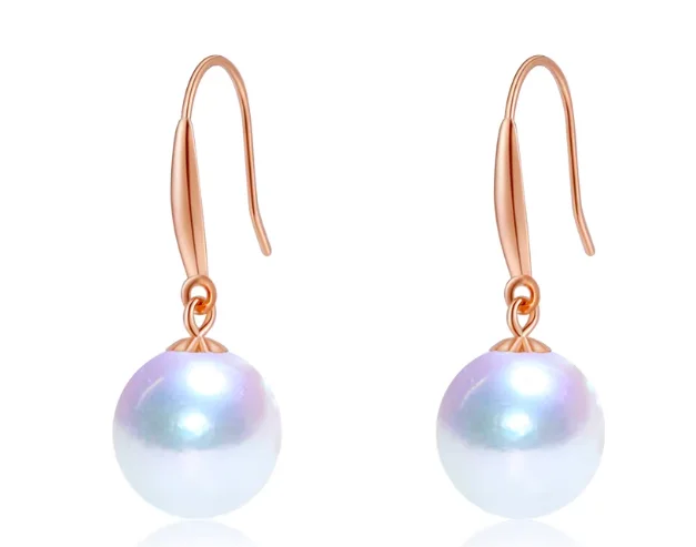 18k gold drop earrings for women natural pearls rose gold yellow gold jewelry  hoop earring