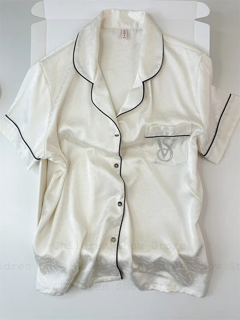 أطقم بيجامات بأكمام قصيرة ملابس نوم نسائية من قماش الجاكار ملابس منزلية صيفية جديدة ملابس منزلية فضفاضة بيجاما موهير فاخرة من قطعتين ملابس داخلية