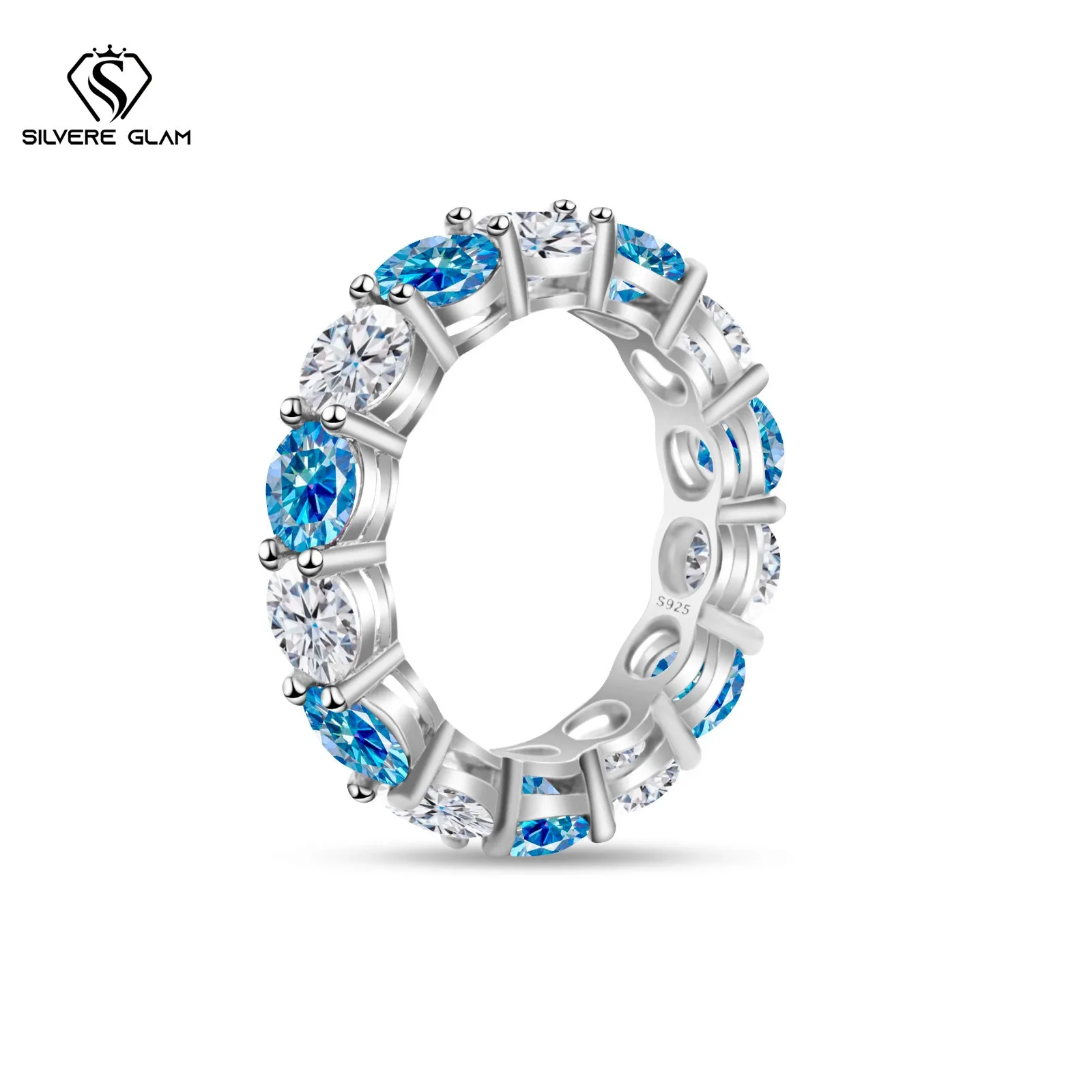 رائجة البيع S925 فضة خاتم 0.5*14CT D اللون مويسانيتي تألق غرامة مجوهرات خاتم للنساء هدايا حفلات الزفاف #5