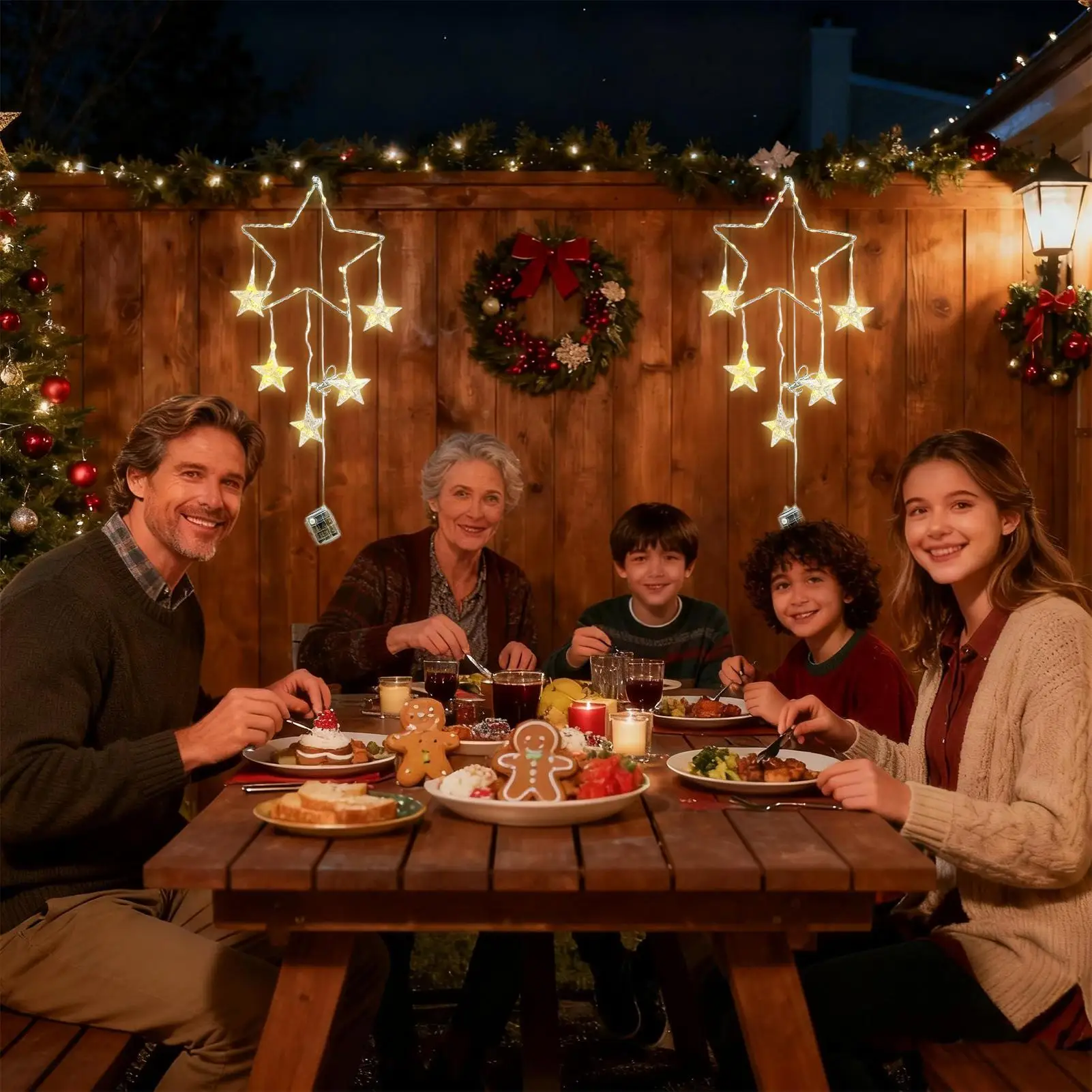 

Рождественские оконные светильники для помещения, 8 режимов, внутренние украшения, звездные гирлянды с таймером для дома, гостиной, передняя дверь, праздник