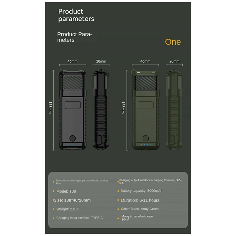 Repellente per zanzare repellente per zanzare portatile portatile repellente per zanzare elettrico riscaldato a batteria al litio