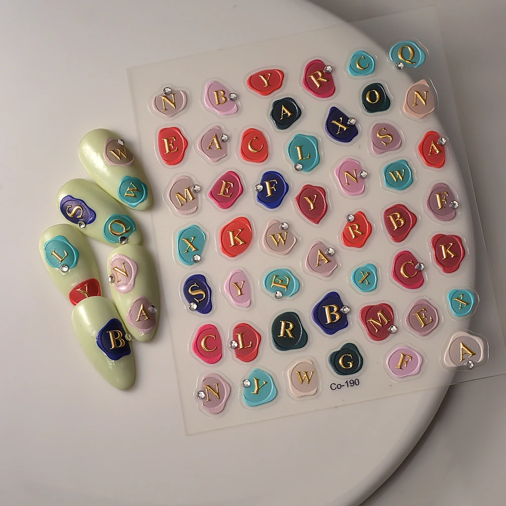 

Customzied Nail Sticker Hot Stamping Soft Alphabet Letter Jelly Design Finger Nail Art STICKER CO-190