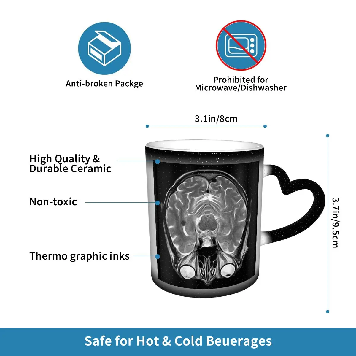 كوب MRI Of The Brain، أكواب قهوة سيراميك مضحكة، أكواب شاي، كوب حليب، أدوات للشرب هدية للأصدقاء