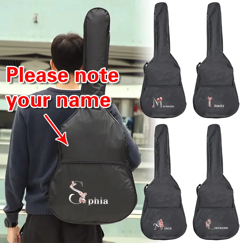 Personalized Customized Name Two-way Zipper Guitar Bag 36-41inch Waterproof Guitar Case Dustproof Comfortable Handle Nylon Pack