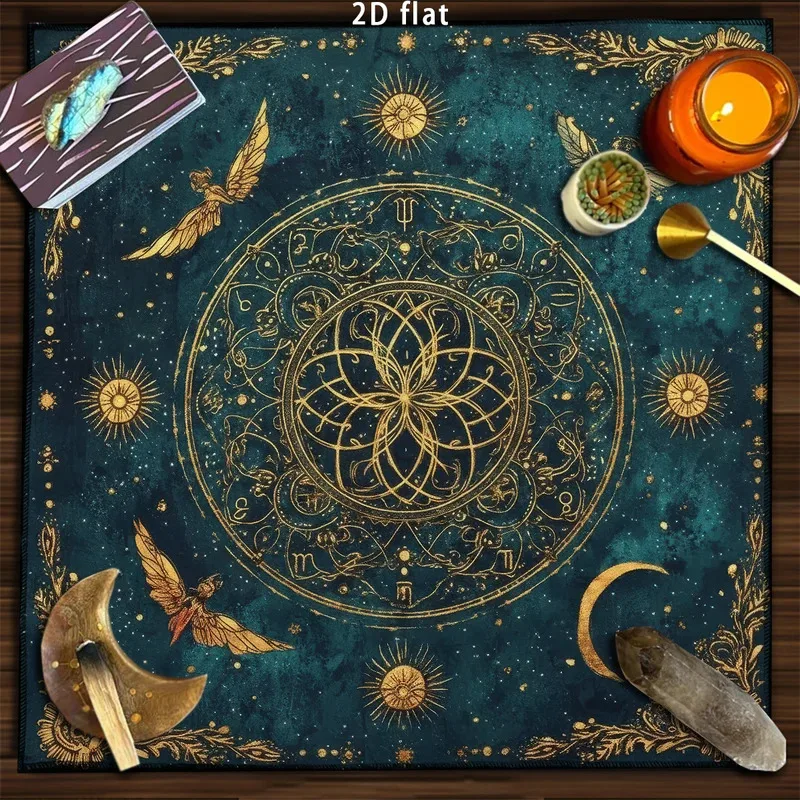 VIKAMA Tarot Tablecloth Waterproof Sun-Moon Divination Altar Cloth Flower of Life Night Sky Pattern Suitable for Divination
