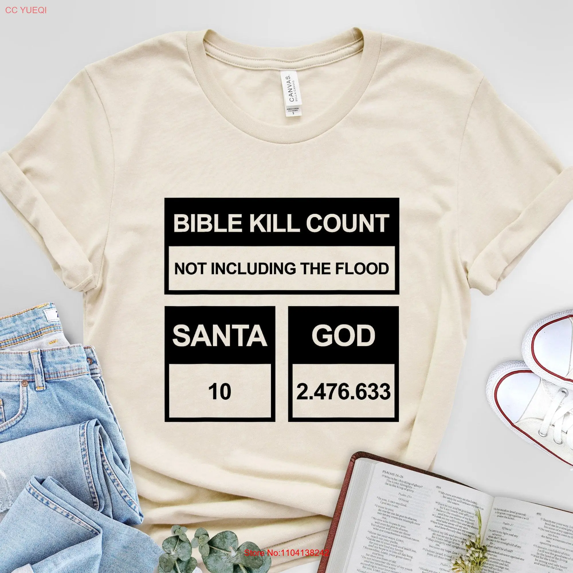 Bible Kill Count Not Including The Flood God T Shirt long or short sleeves