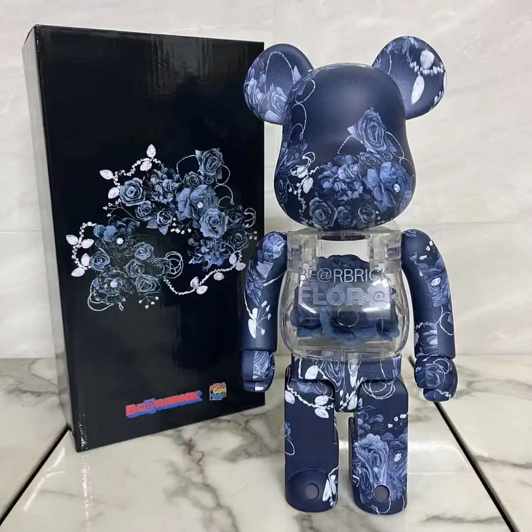 

400% Bearbrick Blue Rose Color Box Abs Plastic 28cm Height Valentine's Day Gift Joint Rotating with Sound Gift Figure