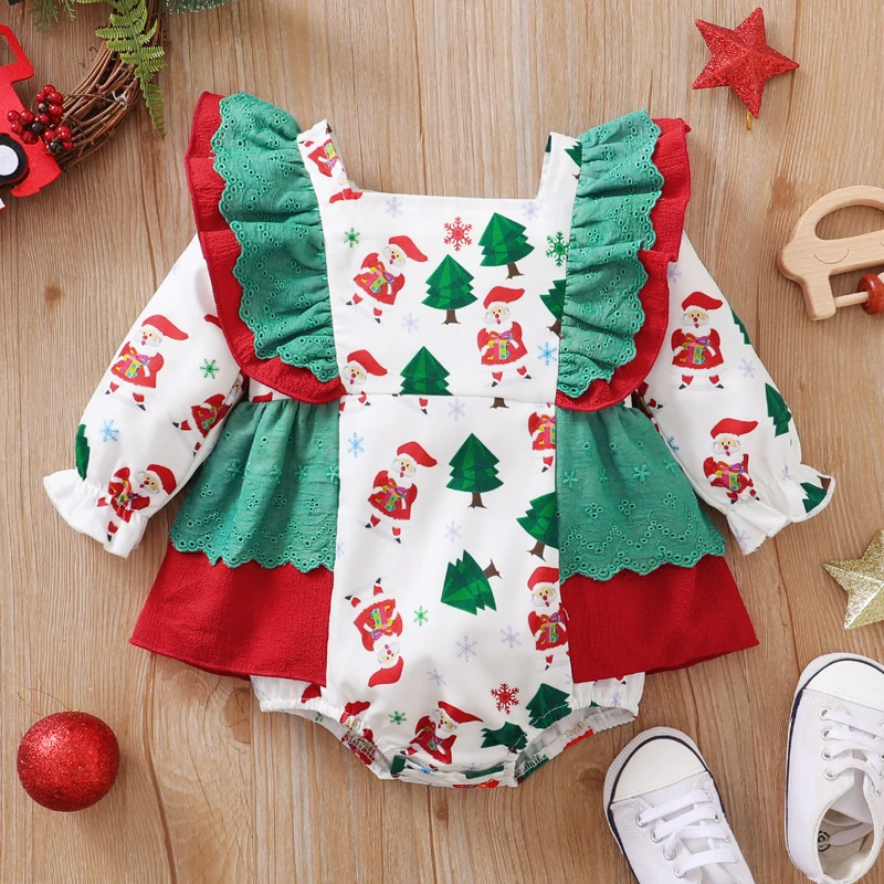 

Christmas Reindeer Rompers Festive Holiday Print with Snap Closure for Infants Babies Boys Girls 0-2 Years