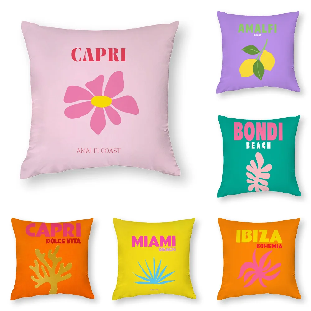 

Summer Travel Series Pillow Case 3D Print Polyester Fiber 40*40 cm Home Sofa Throw Pillow Cover Decoration Festival Gift