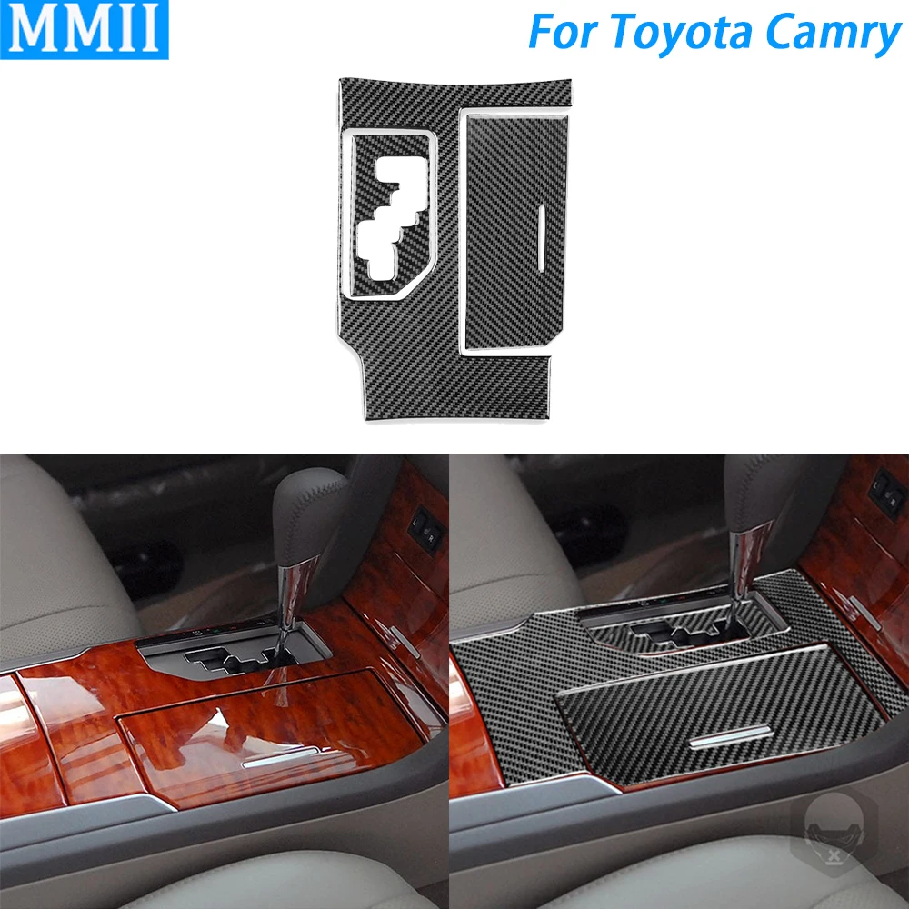 

For Toyota Camry 2006-2011 Carbon Fiber Gear Shift Water Cup Holder Panel Trim Cover Car Interior Decoration Accessories Sticker