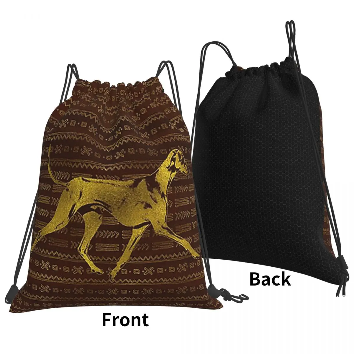 Greyhound Whippet Sighthound Dog Azawakh On African Backpacks Multi-function Drawstring Bundle Pocket Sports Bag Book Bags