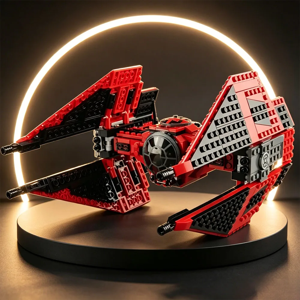 MOC 514PCS Crimson Space Fighter Interceptor Tie-Fighter Building Blocks Model Toys Children Christmas Festival Party Gifts