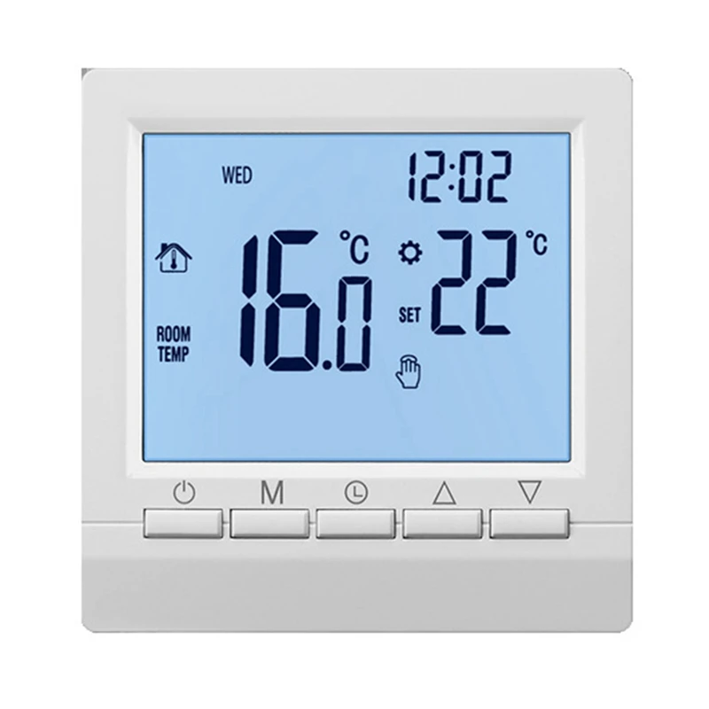 1 ชุดสีขาวติดผนังเครื่องทําความร้อนอุณหภูมิสําหรับหม้อไอน้ํา Weekly Programmable Thermostat
