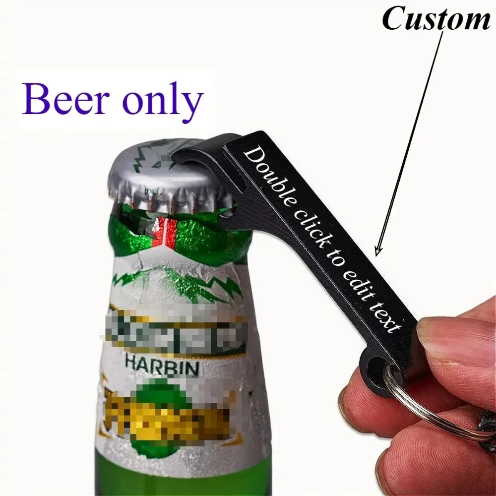 Maßgeschneiderter Flaschenöffner-Schlüsselanhänger, 5 Stück, lasergravierter Logo-Öffner für Bierbar, Werbegeschenk für Mitarbeiter, Unternehmensveranstaltungen