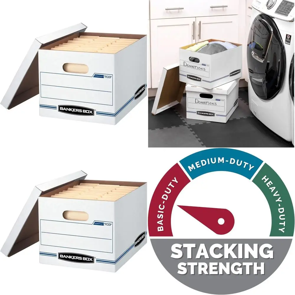 

Картонные коробки для хранения из переработанного материала, формат Letter/Legal, с крышкой Lit-O, белые/синие, 60% переработанных материалов, 20 коробок в упаковке (2 упаковки, всего 40 штук)