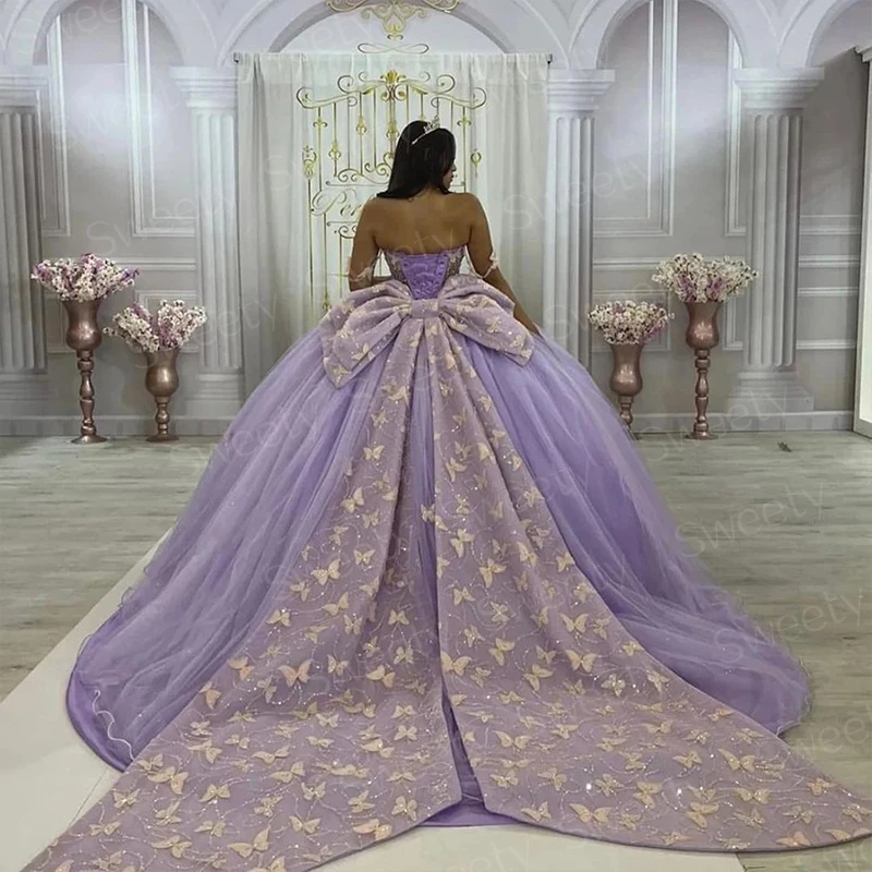 الأميرة فساتين لحضور الحفلات الموسيقية الأورجانزا مع التطريز القوس الدانتيل Ballgown قارب الرقبة بلا أكمام العروس الدانتيل يصل مخصص Vestidos De Fiesta