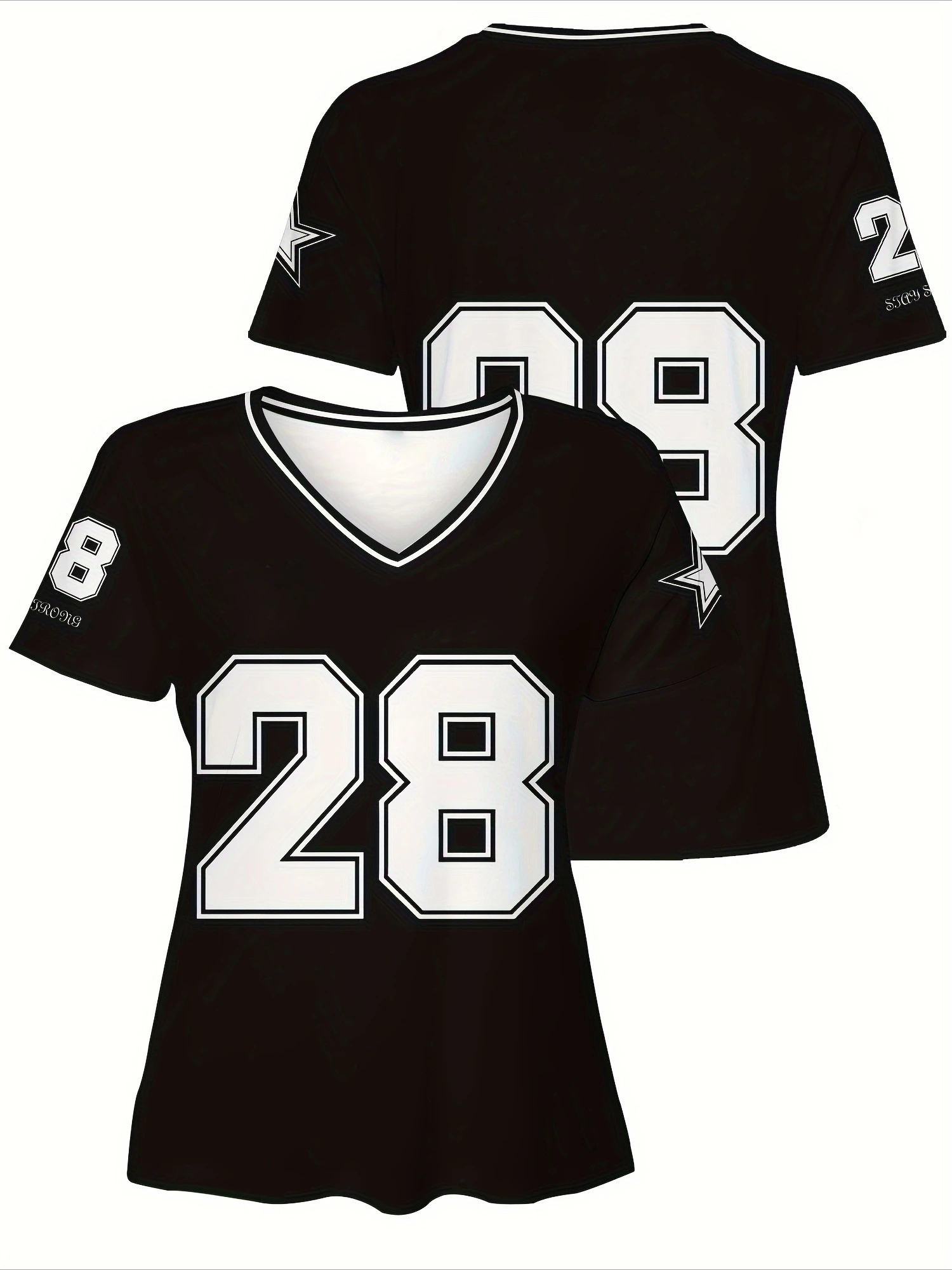 الصيف المرأة قصيرة الأكمام تي شيرت برقبة على شكل v تنفس 28 ياردة ستار الديكور نمط مريح وعصري وغير رسمي #1