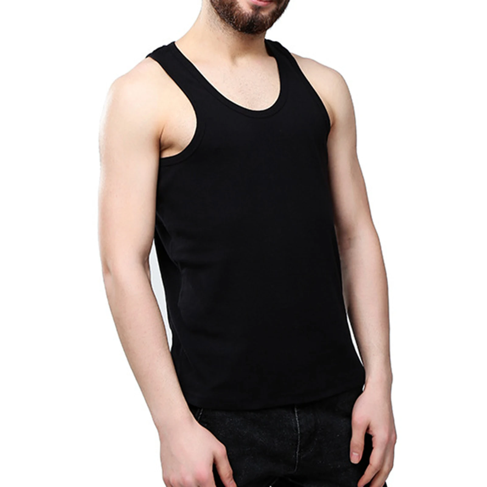 Fashionable Round Neck Tank T-Shirt Comfortable and Skin Friendly Tank T-Shirt for Bicycling Running Basketball