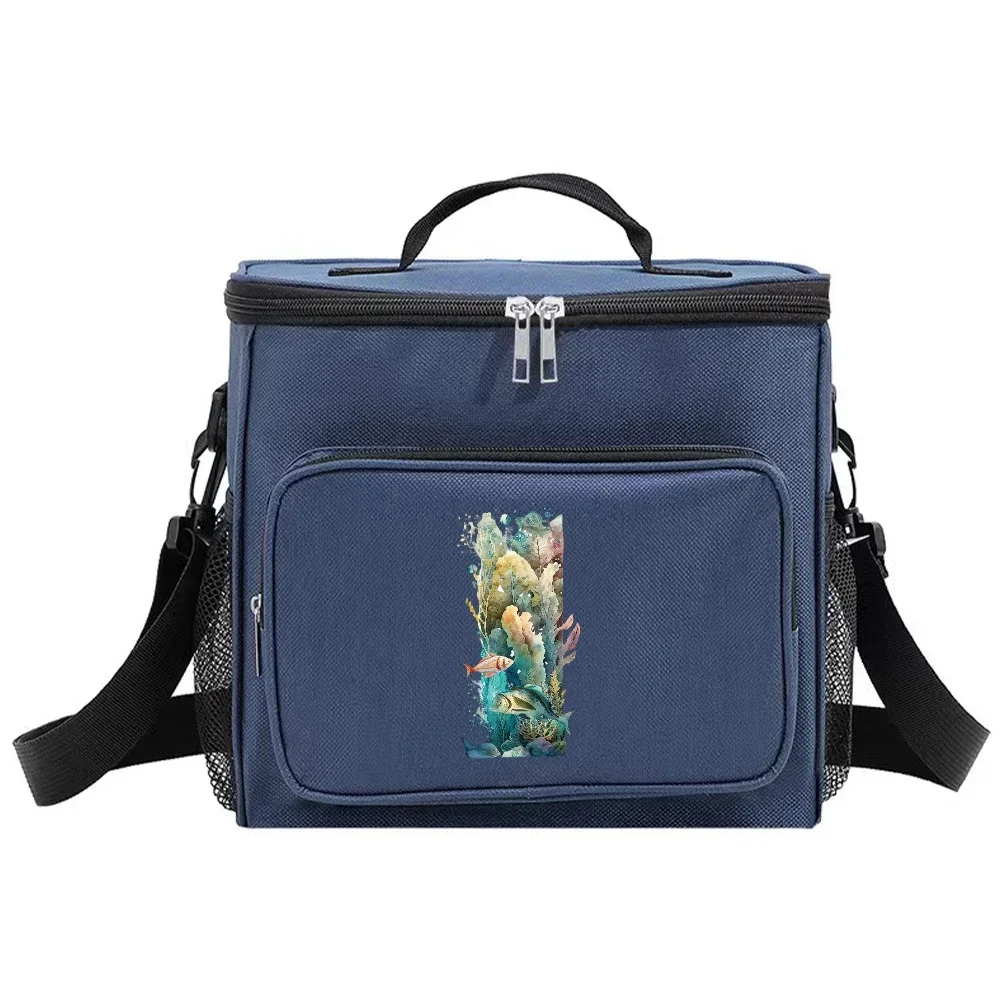 Insulated Bags Shoulder Lunch Bag Portable Waterproof Cooler Box Thermal Organizer Handbag for Men and Women Fish Letter Pattern