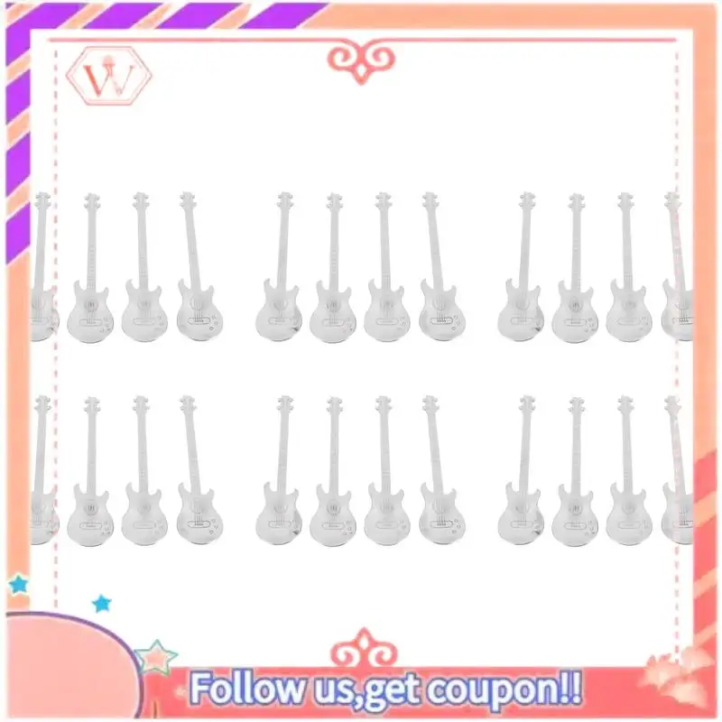 

AT84-гитарные кофейные чайные ложки, 24 шт. музыкальные кофейные ложки из нержавеющей стали, чайные ложки, ложки для смешивания, сахарная ложка (серебро)