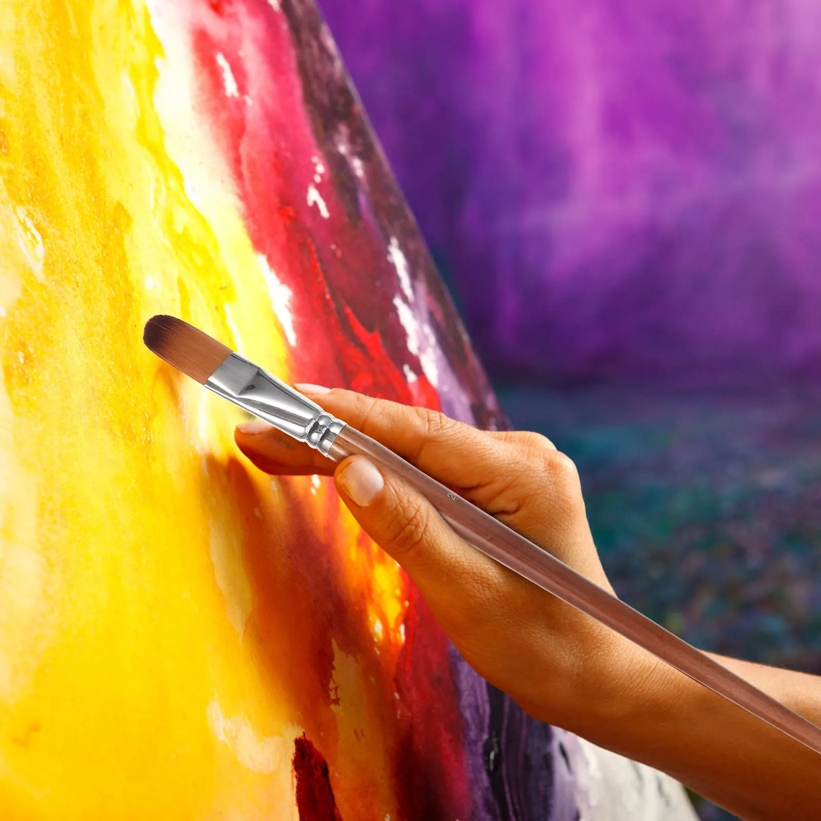 

13Pcs Dual Color Nylon Paintbrush Set Professional Painting Brushes for Watercolor Oil Pigment Mixing Lightweight Portable Art