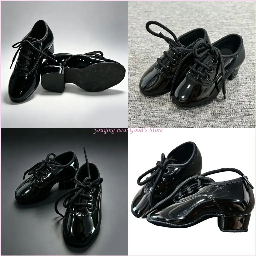 57QA Pack Of 2 Black Patents Leather Dance Shoe Charm With Fine Craftsmanship Miniature Replicas For Purse And Backpack