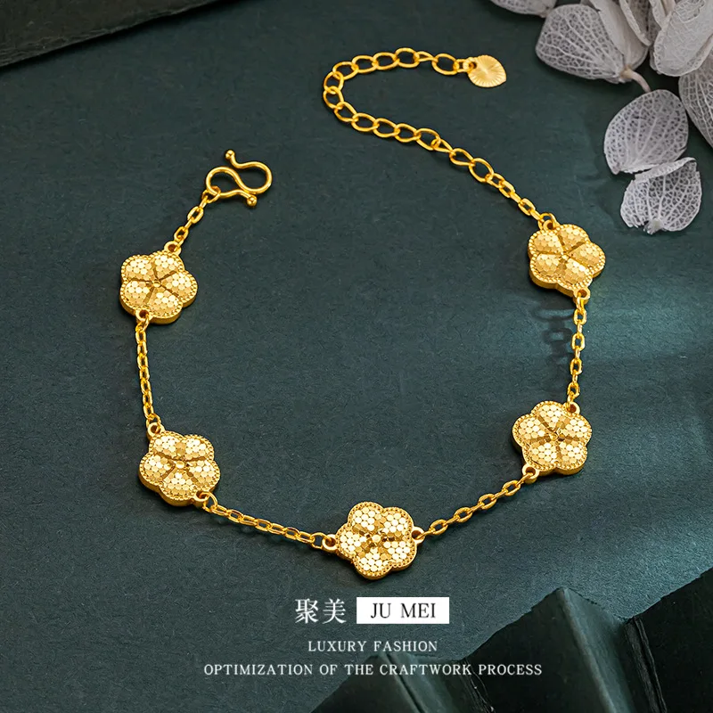 

Luxury 24K 9999 Pure Gold real gold Women's Long Scale Plum Blossom Five-flower Ice Shaped Bracelet