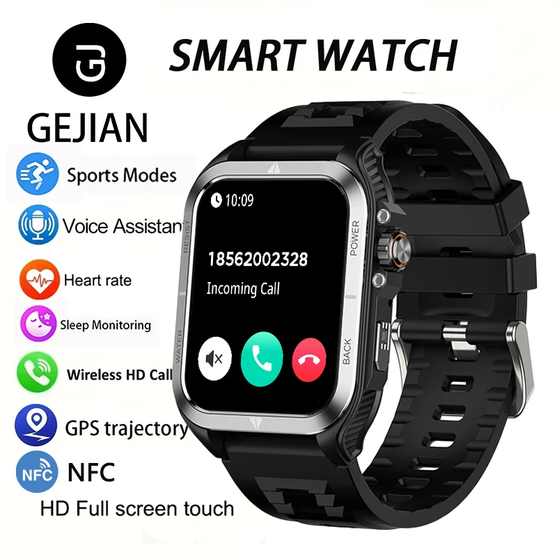 

Умные часы GEJIAN New Sports с экраном 1,83 дюйма, функцией звонков по Bluetooth, мониторингом здоровья, голосовым помощником, защитой IP68 и отслеживанием более 100 спортивных режимов