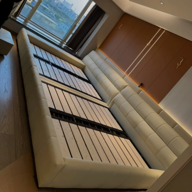 #Home for180cm150cm Modern Deluxe Lawrence leather Master Bedroom Spliced Queen Bed frame bedroom beds and bed frames furniture