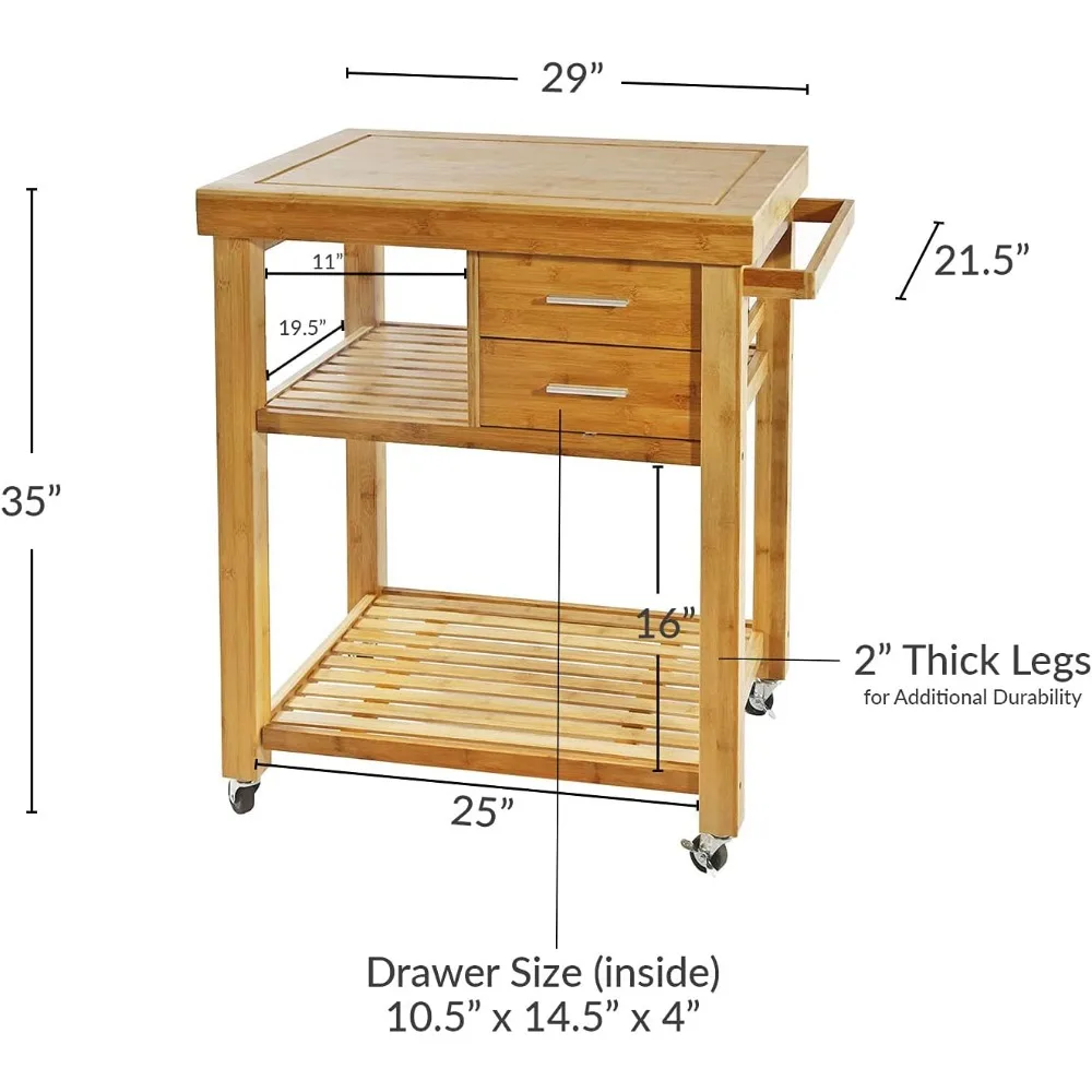 Rolling Kitchen Island Cart with Butcher Block Shelves: A Game-Changer for Your Kitchen thumbnail