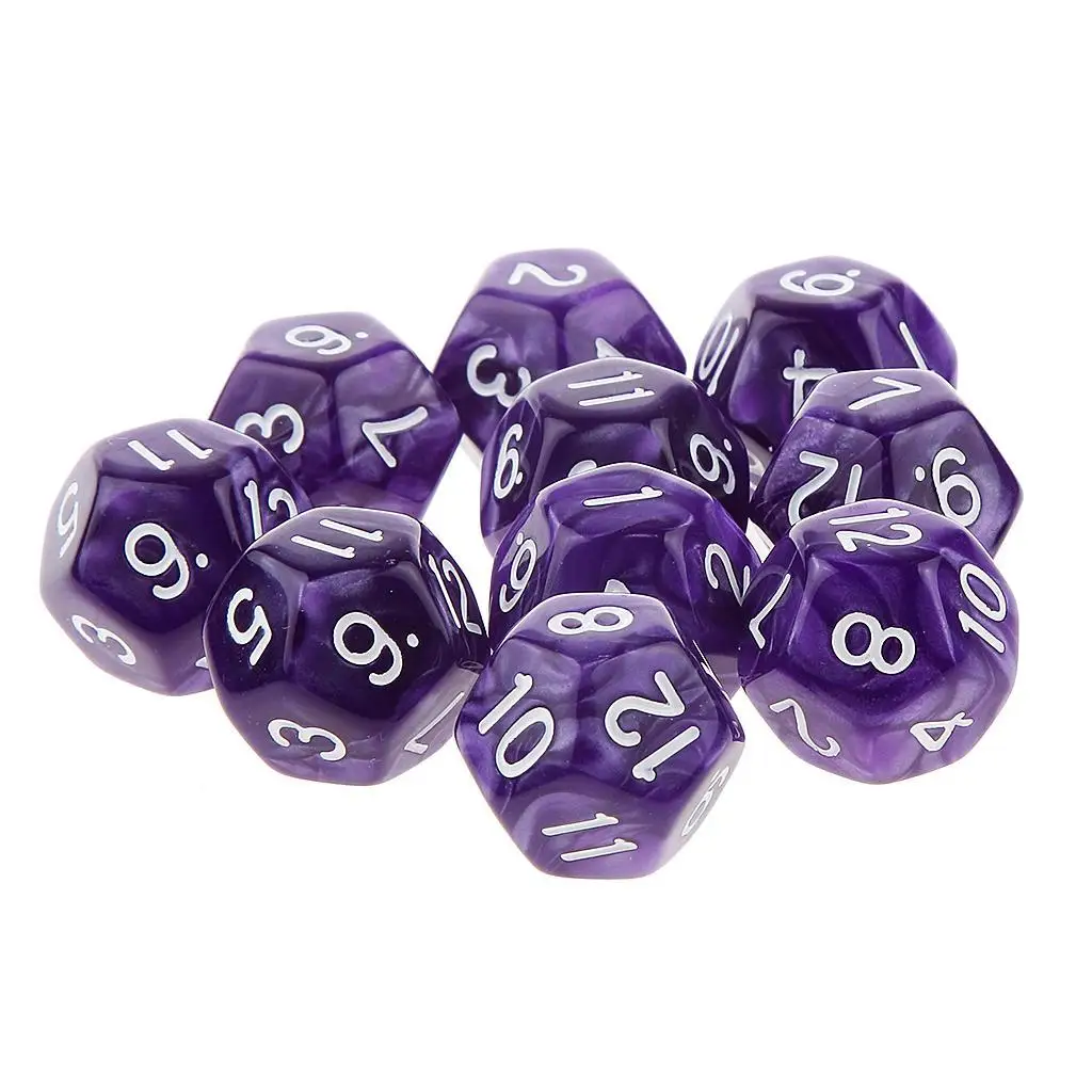 Acrylic Tabletop D12 Dice Purple 20mm Playing Dice RPG Game Board Accessories Multi Sided Set for TRPG