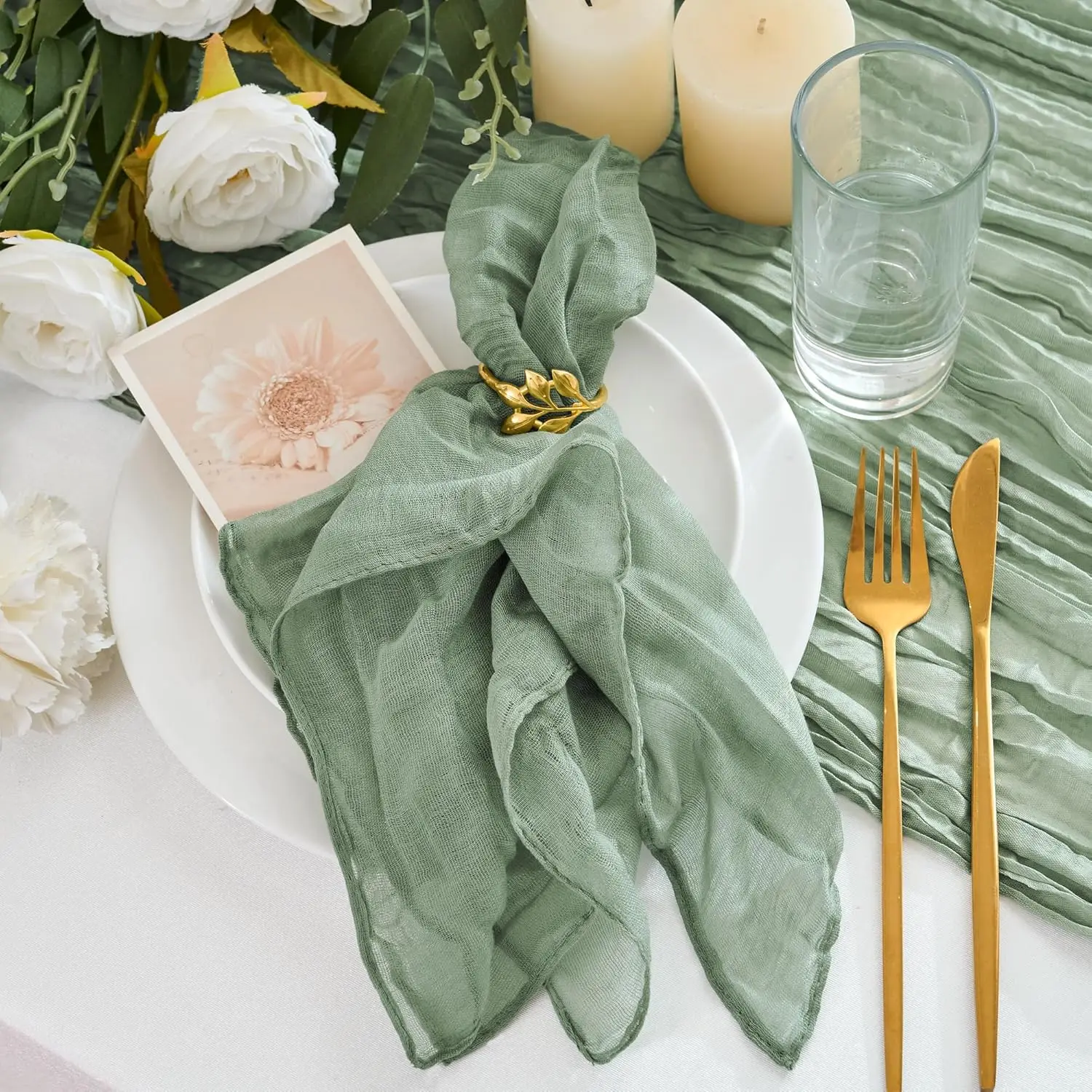 

60PCS Cheesecloth Napkins Gauze Napkins Wedding Decor Baby Shower Dinner Bridal Shower Birthday Party Arches Cake Table Decor