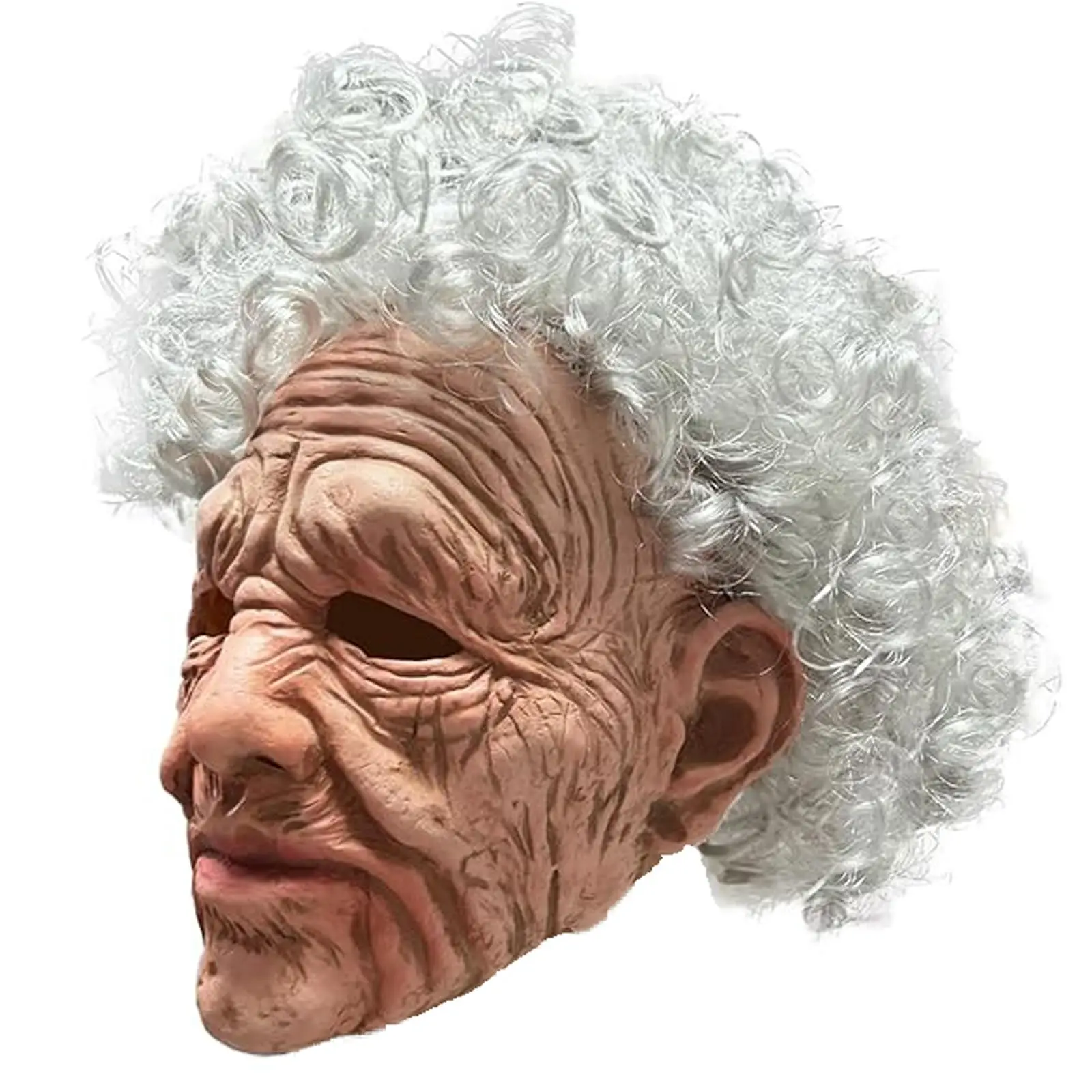 قناع المرأة العجوز واقعي مخيف الجدة سيدة عجوز مخيفة مع شعر مستعار متجعد زي الهالوين التنكري الدعائم للبالغين