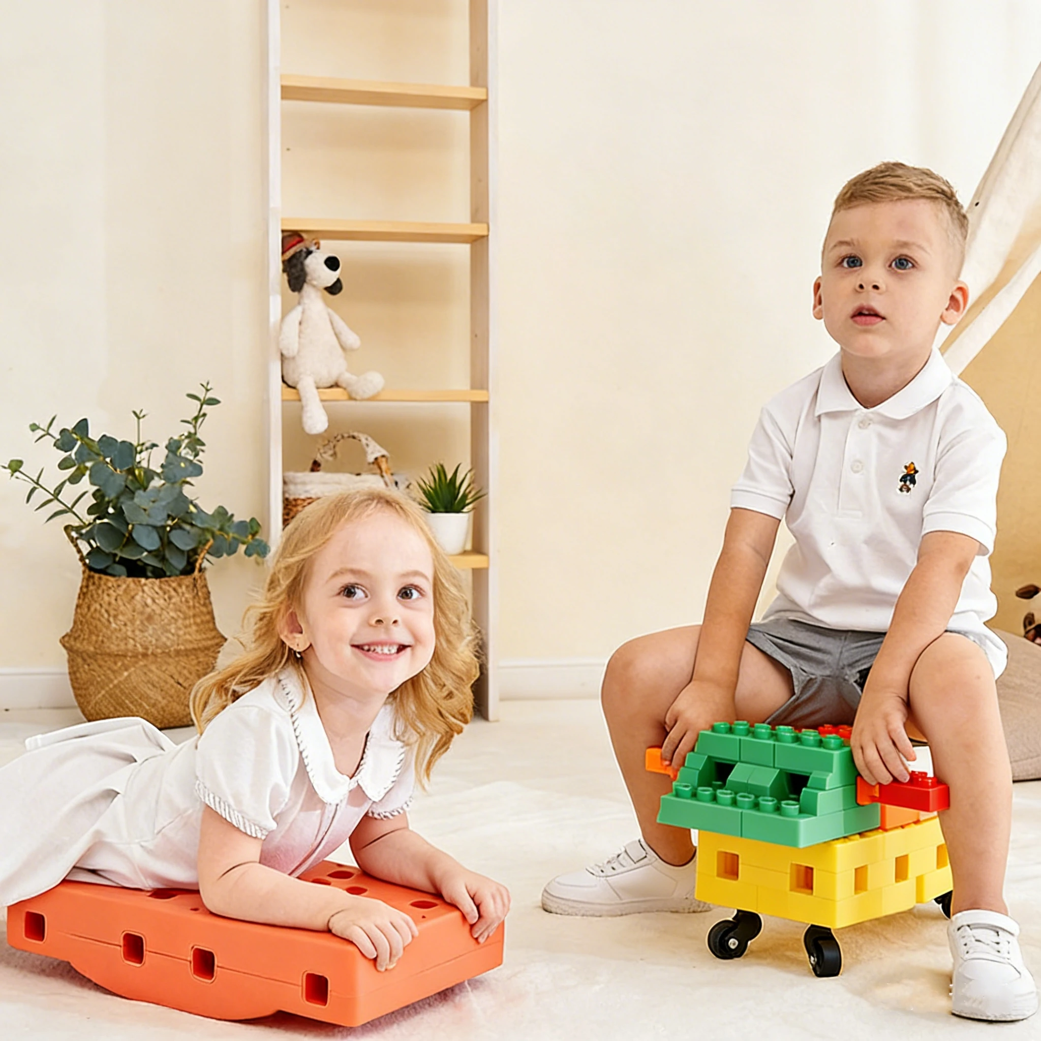 Toddler DIY Building Blocks with Wheels, Creative Sensory Educational Toys,Early Learning Play Set for Kids Ages 3+