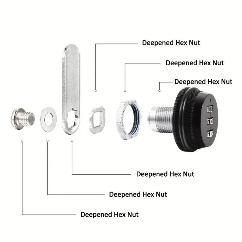 3 Digital Code Zinc Alloy Combination Lock Cabinet Mailbox Password Locker Cupboard Drawer Suitable for 15-20mm plate thickness image 5