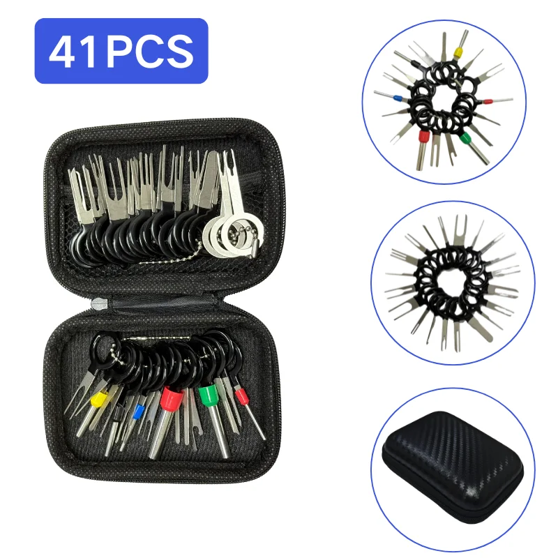 

41pcs Car Terminal Removal Kit Box Wire Plug Connector Extractor Puller Release Pin Extractor Set Automotive Repair Tools