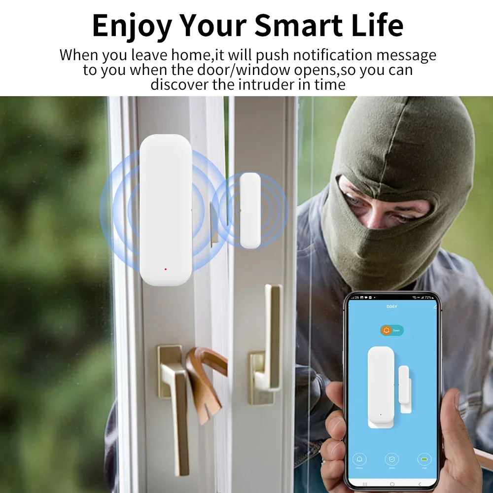 Zitech WiFi Door Sensor Window Sensor Smart Home Wireless Door Detector Smart Life APP Remote Control for Alexa Google Home