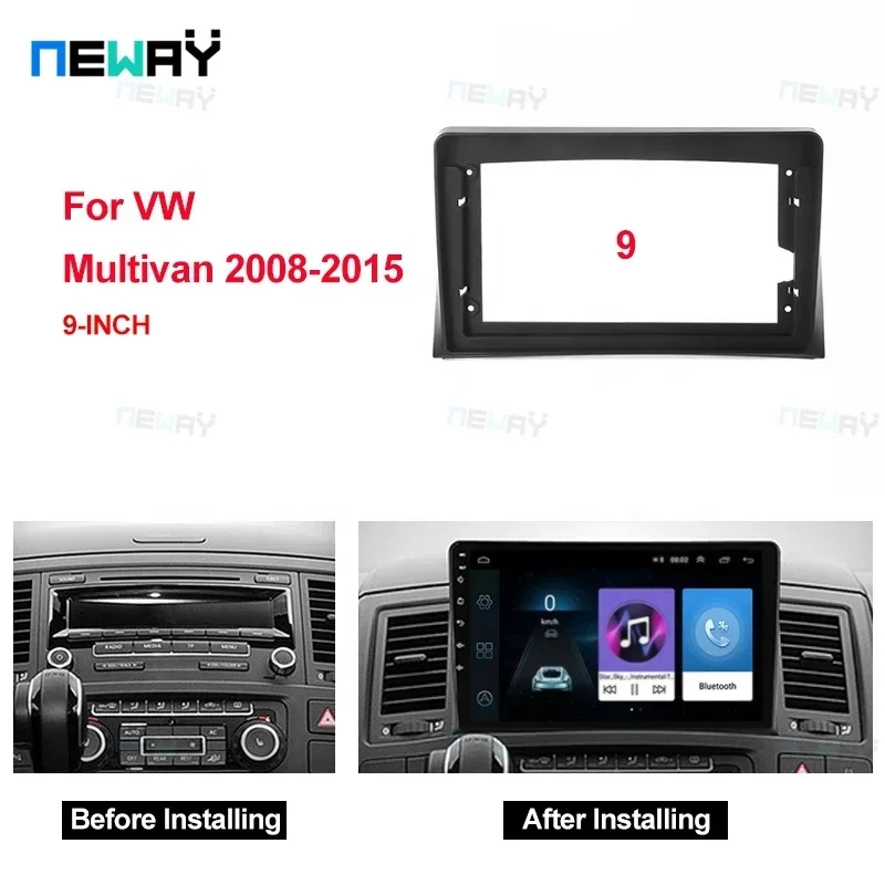 

9Inch Car Radio Fascias Android Stereo Player 2Din Head Unit Panel Dash Frame Installation For Volkswagen VW Multivan 2008-2015