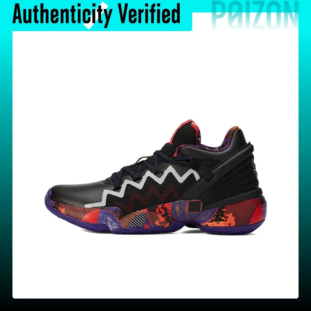 Adidas D.O.N. Problema # 2 Zapatillas de baloncesto para hombre, de caña media, en color negro, morado, dorado y rojo, modelo G55791.