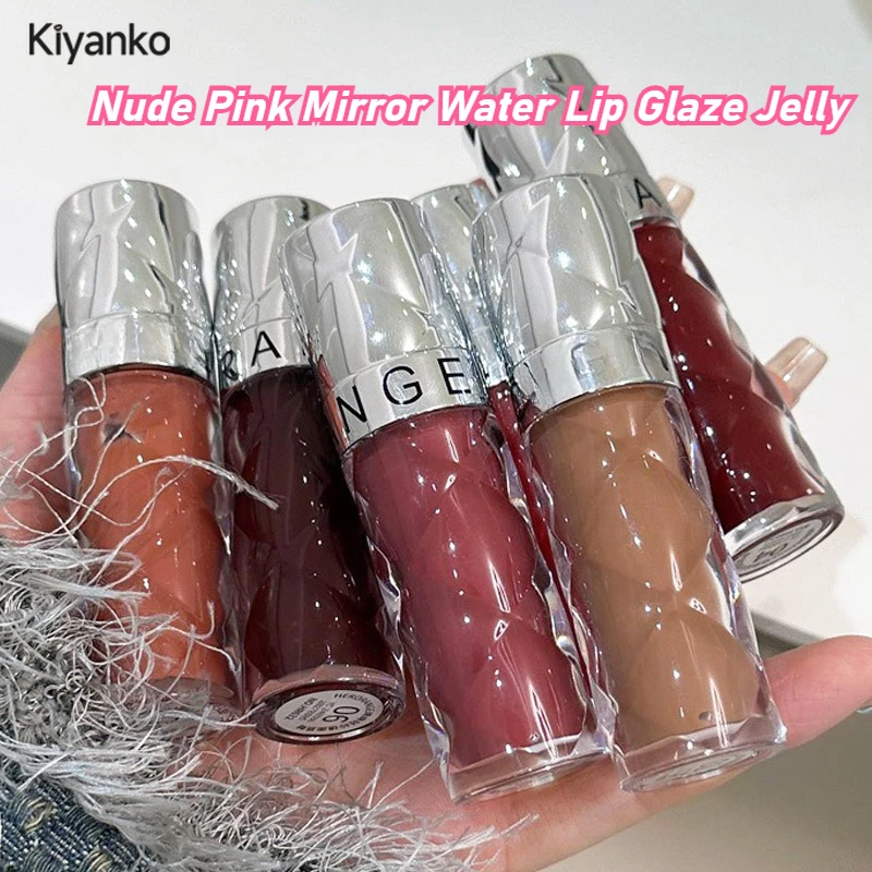 Nude Pink Mirror Water Lip Glaze Jelly Transparent Lip Oil Nawilżający błyszczyk wodny Błyszczyk zwiększający objętość rzadkich kosmetyków kosmetycznych