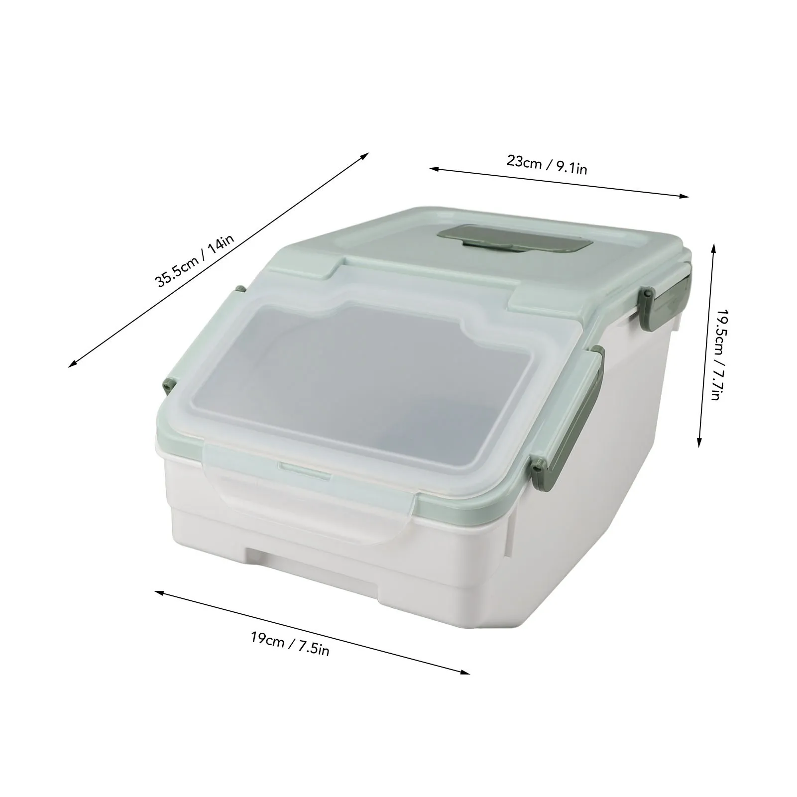 Rice Storage Bin Airtight Rice Container Thickened Rice Storage Bin with Easy Open Lid for Kitchen Grain Flour Snacks Mint Green