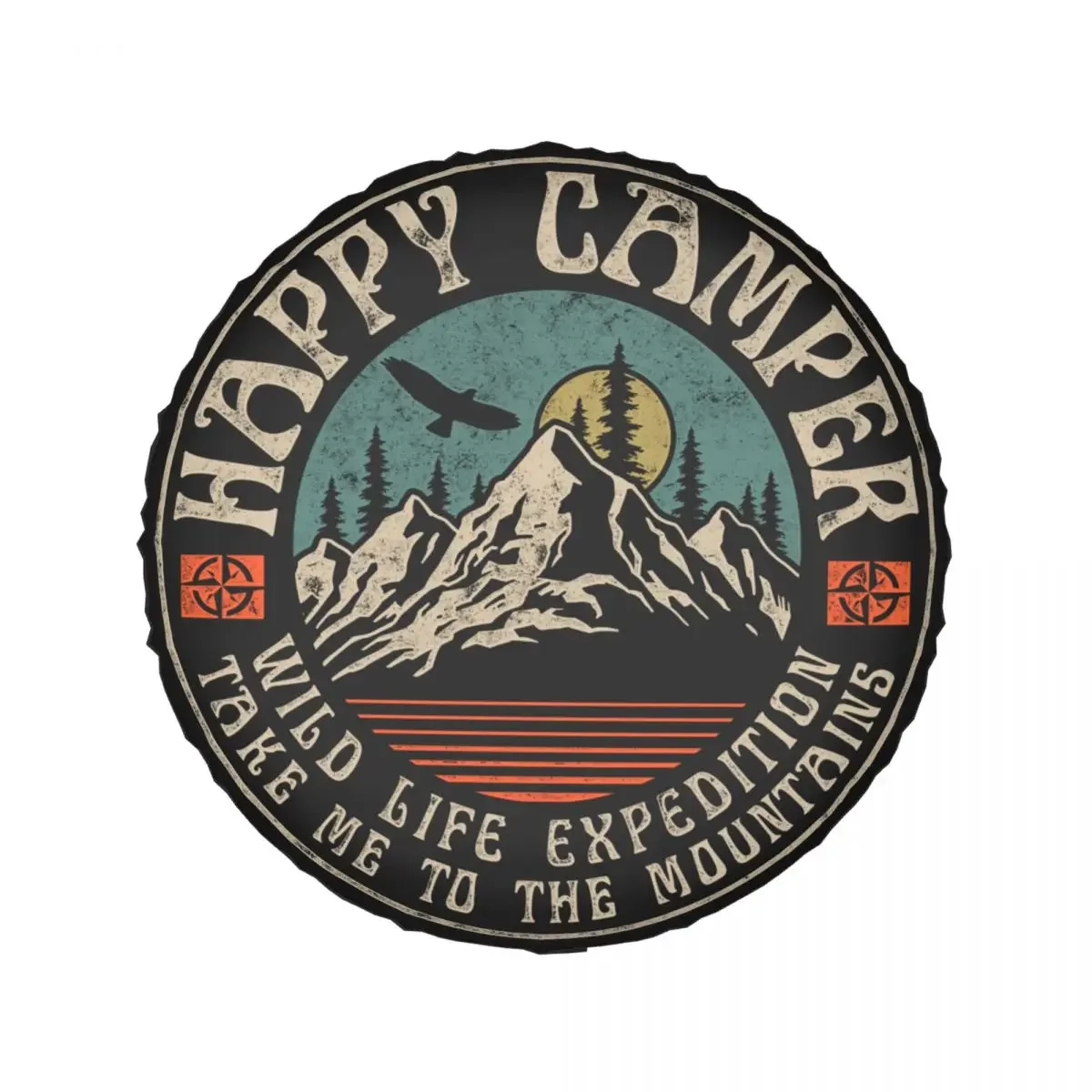 Capa de pneu de roda sobressalente Happy Camper para Mitsubishi Pajero Mountain Camp Camping Jeep RV SUV 4WD 4x4 Veículo 14 "15" 16 "17"