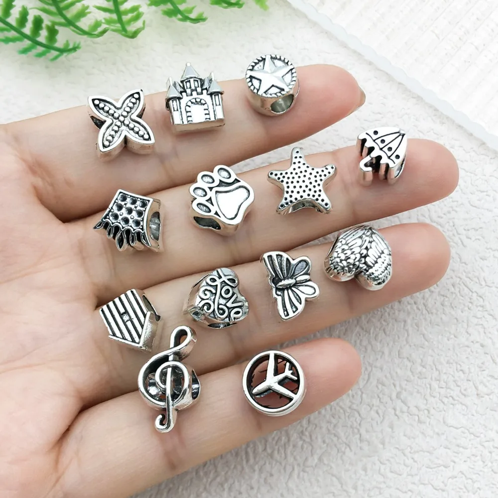 10/25/50pcs Random European Large Hole BeadsDIY Bracelets Necklaces Gifts for Halloween Christmas ThanksgivingMaking Accessories