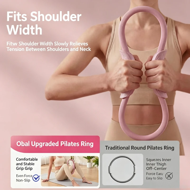 New Pilates Ring Magic Circle Yoga Fitness Circle, Arm Leg Core Resistance Training Home Workout Equipment for Body Shaping