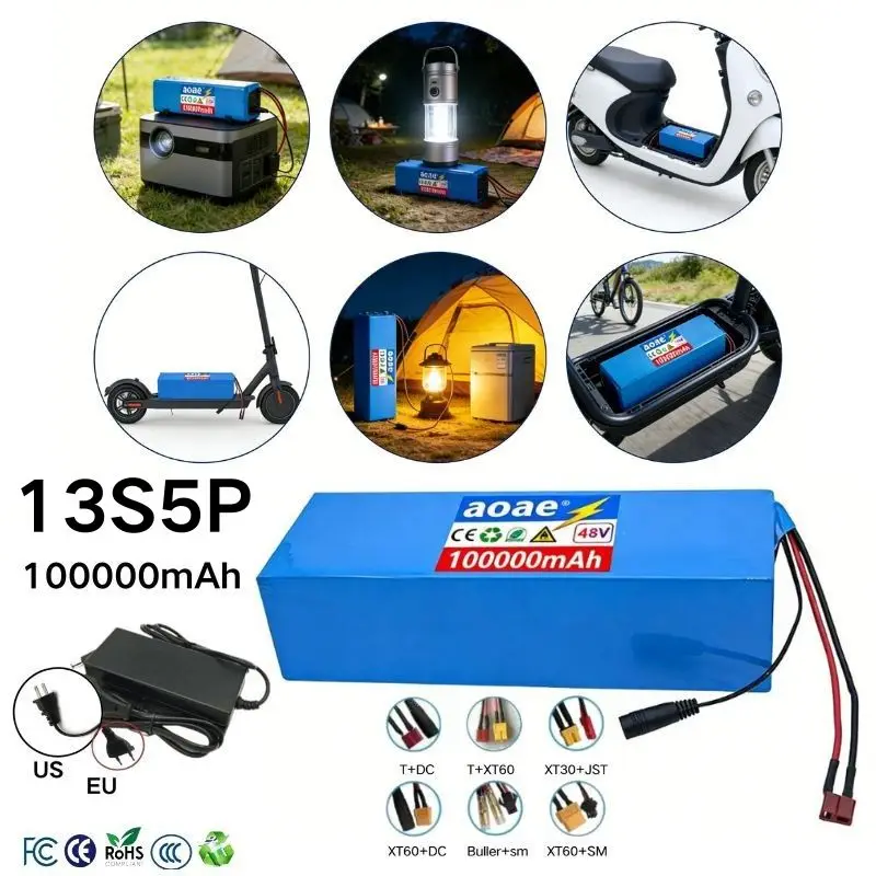 48V E-Scooter Battery Pack Large Capacity Replacement Lithium Battery Assembly For All Types Electric Scooters Safe BMS System