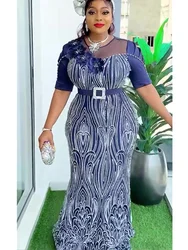 Plus Size African Party Dresses for Women Dashiki Ankara Sequin Wedding Evening Gown Sexy Bodycon Maxi Long Dress Africa Clothes